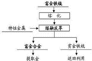 富金铁锍熔融反萃富集金的方法