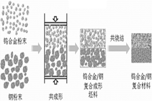 共成形共烧结钨合金/钢复合材料的粉末冶金制备方法