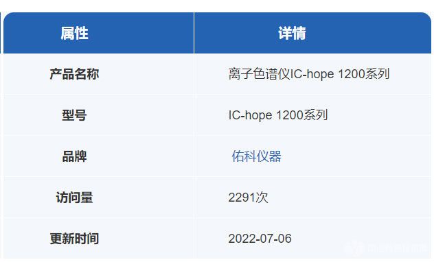 离子色谱仪参数