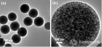合成的多孔氧化铝胶体球的透射电镜图