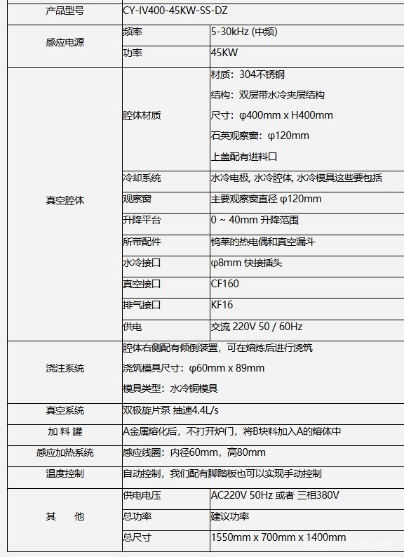 中频真空感应熔炼炉
