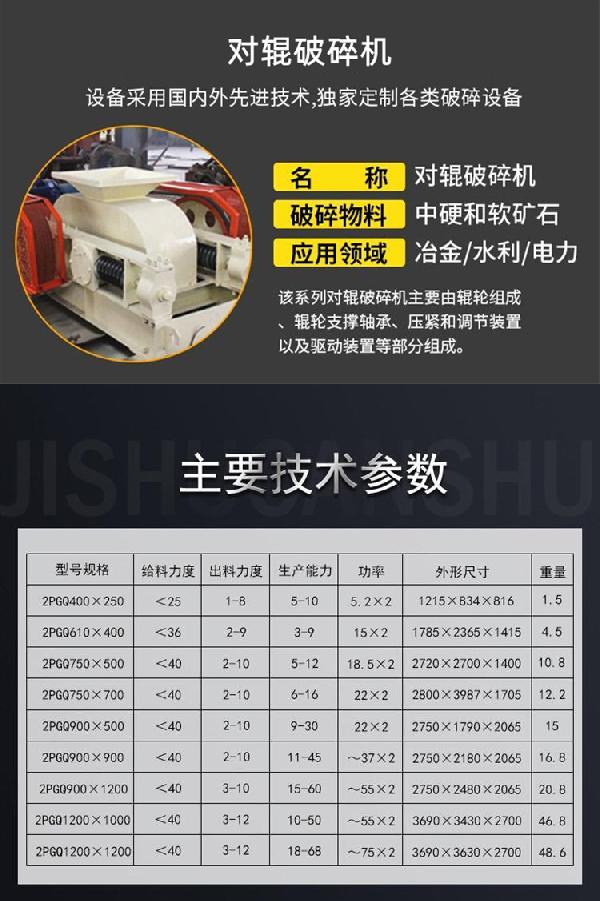 双辊破碎机技术参数