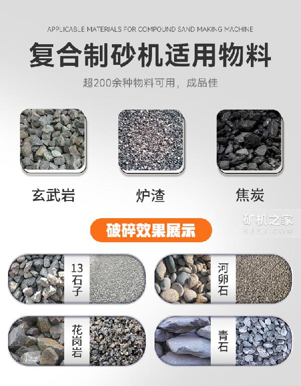 复合式制砂机适用物料