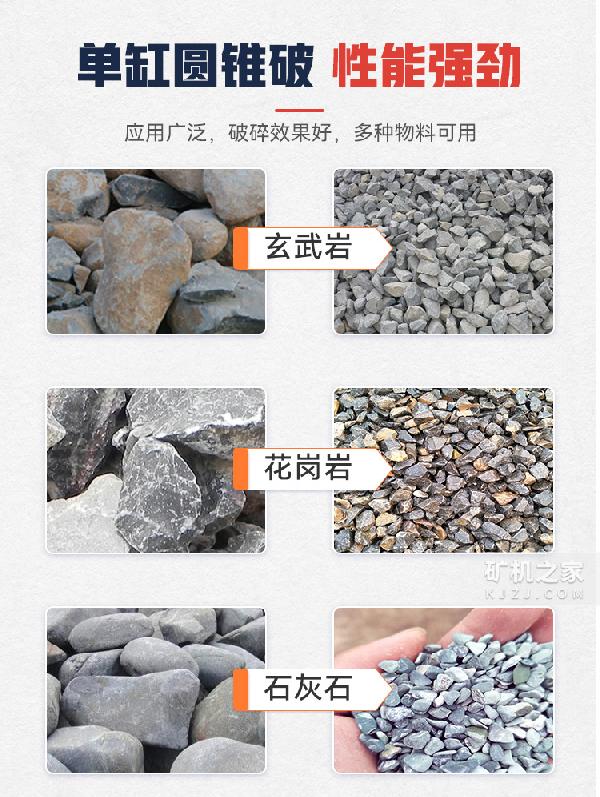 单缸圆锥破适用物料