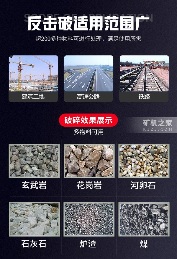 反击破碎机适用物料