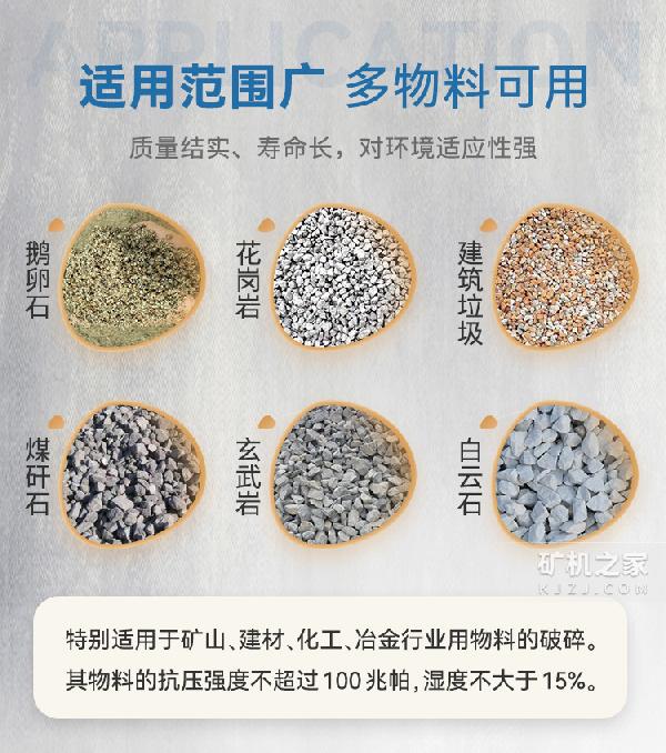 移动箱式破碎机适用物料