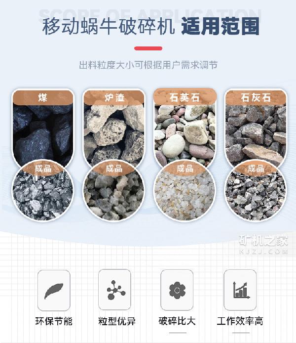 移动蜗牛破碎机适用范围