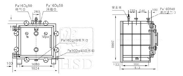 方形静态真空干燥机结构示意图