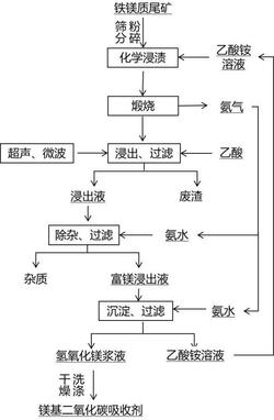 由铁镁质尾矿制备的镁基二氧化碳吸收剂及制备方法