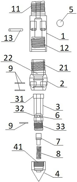土壤取样修复一体钻机的辅助压密注药钻具