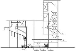 垃圾焚烧炉尾部操作平台及输渣系统的布置结构