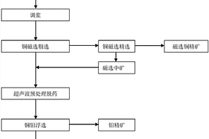 铜钼混合精矿磁选-超声波脱药-浮选分离选矿工艺