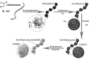 应用于超级电容器的N-CNT@Co<Sub>3</Sub>O<Sub>4</Sub>/C@Ni(OH)<Sub>2</Sub>复合材料及其制备方法