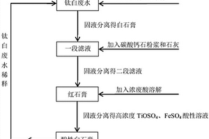 将钛白红石膏转变成白石膏并富集钛、铁的方法