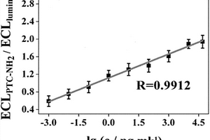 基于碳纳米角及TiO<sub>2</sub>介晶纳米材料的比率型电化学发光免疫传感器的制备方法