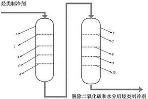 用于烃类制冷剂脱除二氧化碳和水的装置