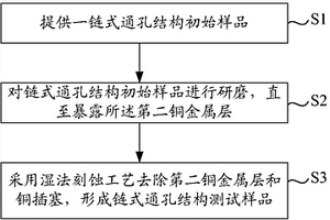 链式通孔结构样品处理方法及失效测试方法