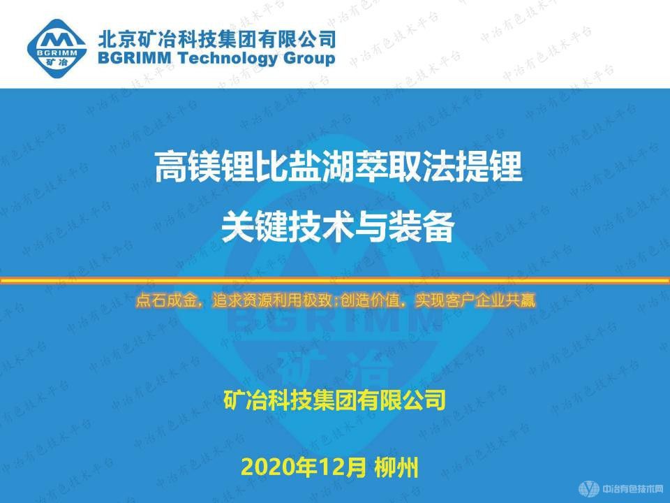 高镁锂比盐湖萃取法提锂关键技术与装备