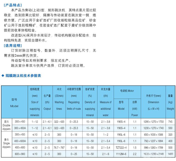 旁动型隔膜跳汰机
