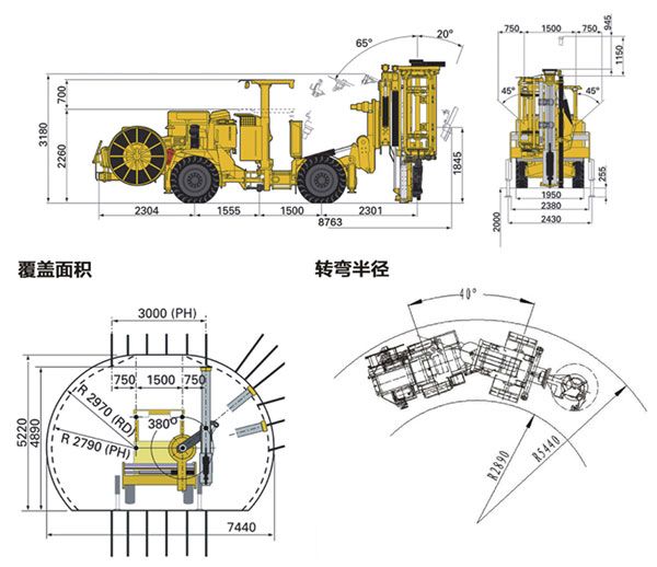 CYTC89Y2遥控全自动液压采矿钻车外形图 CYTC89Y2遥控全自动液压采矿钻车外形图