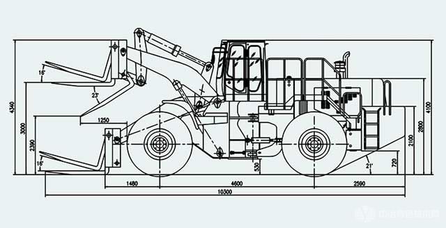 45吨矿山叉车外形尺寸图