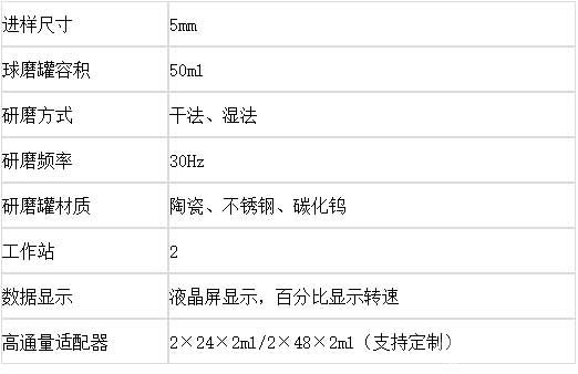 高能振动球磨仪参数