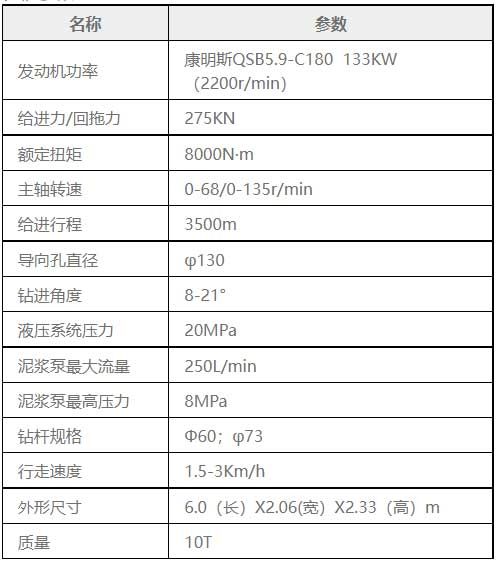 FDP-25型非开挖定向钻机参数