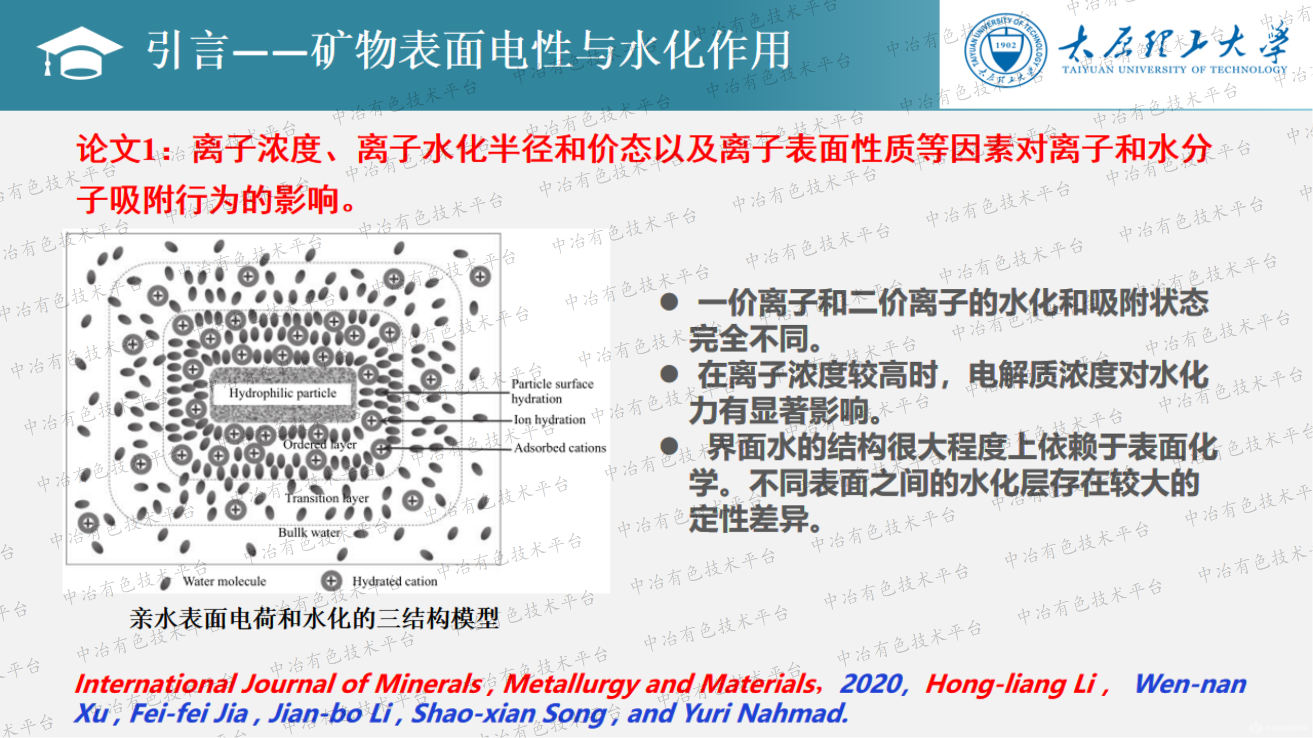 微细尾矿固液分离界面化学基础研究