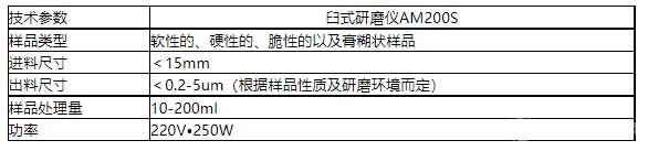 AM200S臼式研磨仪参数 AM200S臼式研磨仪参数