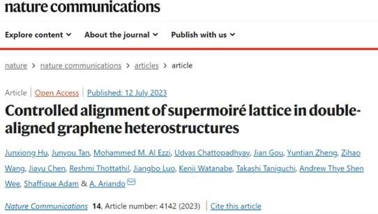 新加坡国立大学 Nat.commun：单层石墨烯/氮化硼超级莫尔晶格实现可控制备