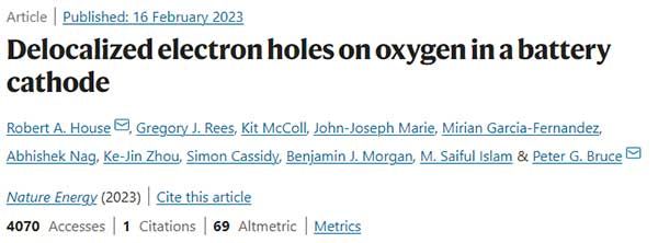 最新Nature Energy：锂/钠离子电池过渡金属氧化物中氧的离域电子空穴