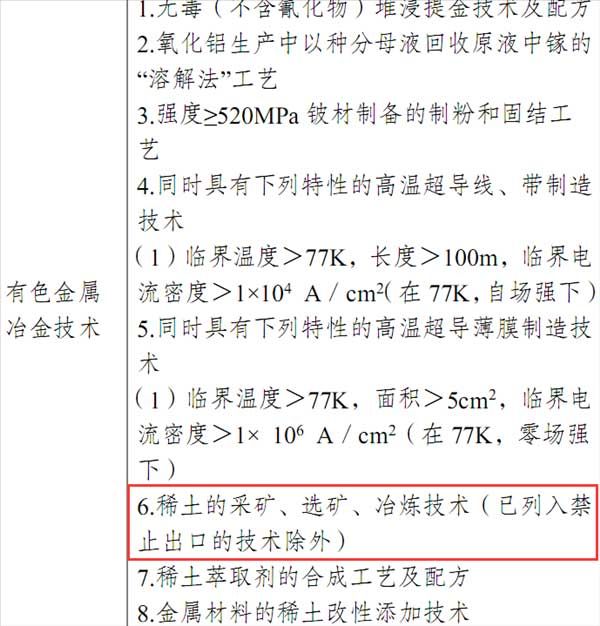 官方公布：我国限制出口稀土采矿、选矿、冶炼技术!