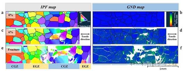  原位EBSD表征揭示“等轴晶-柱状晶”梯度晶粒组织的变形-断裂机制