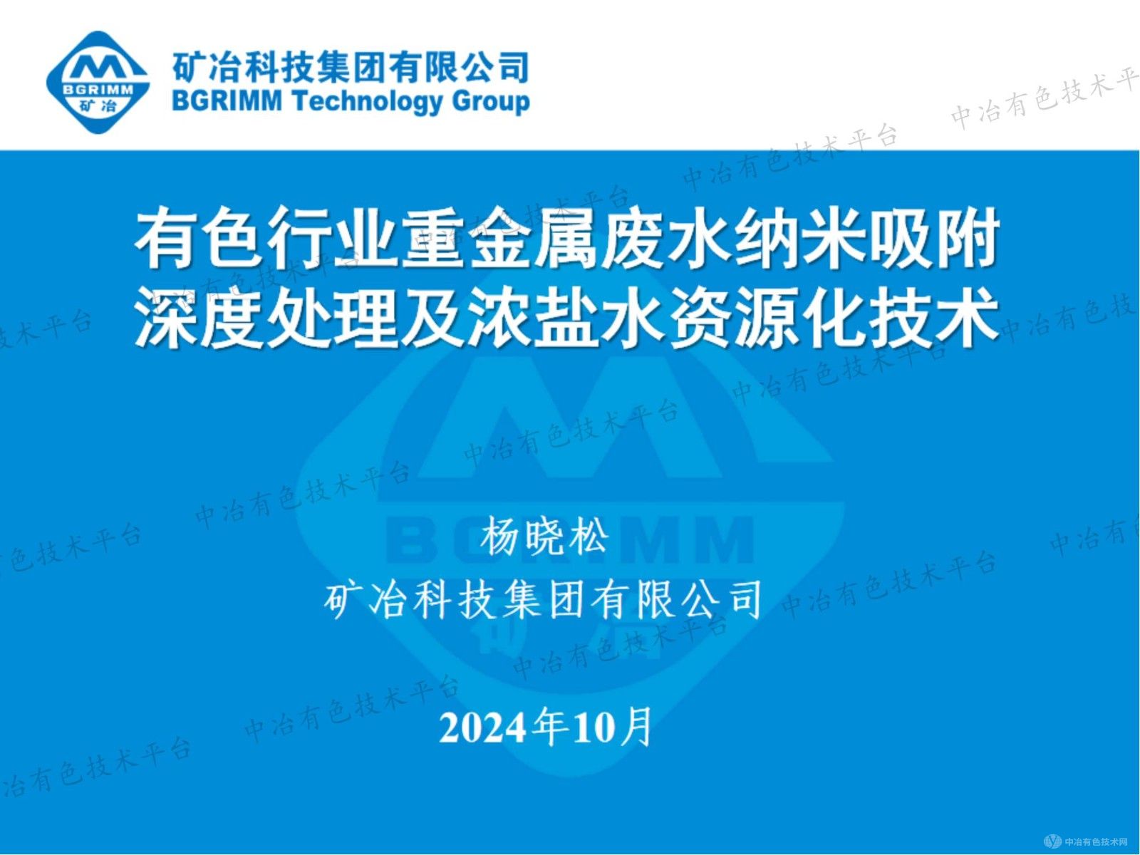 有色行业重金属废水纳米吸附深度处理及浓盐水资源化技术