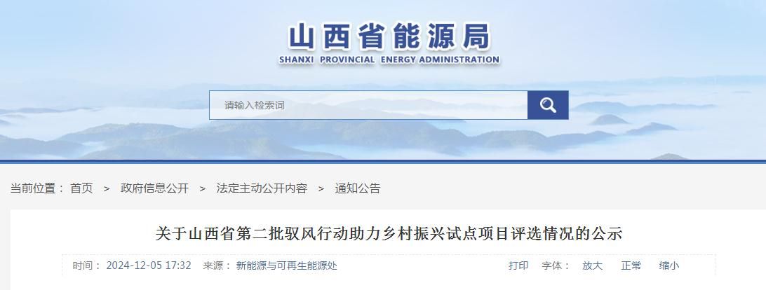 山西公布350MW风电项目竞配获胜名单