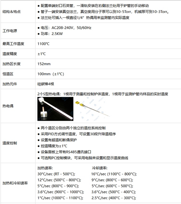 GSL-1100X-RTP50 1100℃快速热处理炉