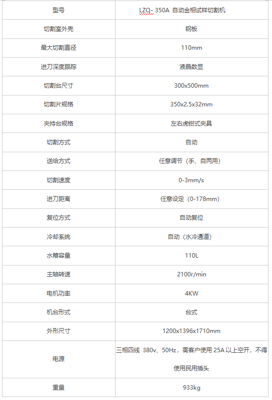 LZQ-350A全自动金相试样切割机