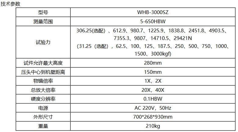 WHB-3000SZ双物镜数显布氏硬度计