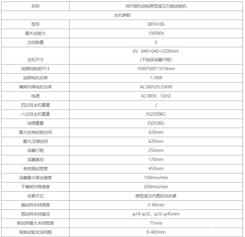 XBY4106微机控制屏显液压万能试验机
