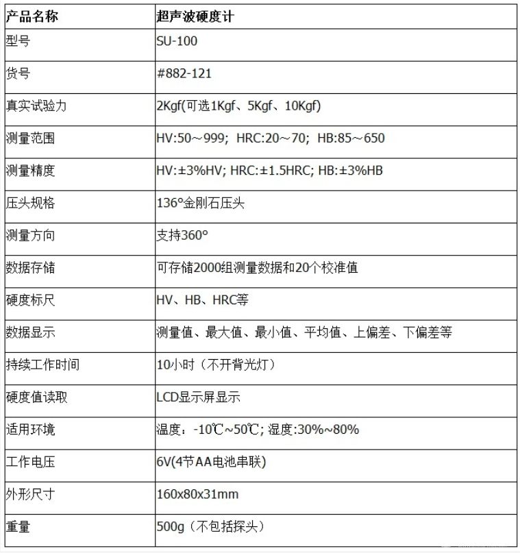 SU100中性超声波硬度计