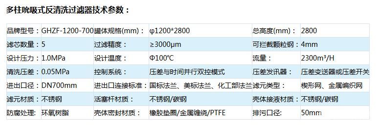 多柱吮吸式反清洗过滤器